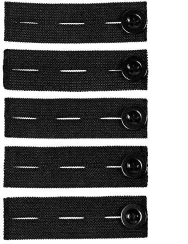 Rmeet Extenders,Elastic Collar Extender 3 Pack Waist Button Extender Adjustable Pregnancy Waistband Extender for Trouser Black
