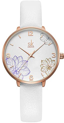 Alienwork SK Armbanduhr Damen Blumen Elegant