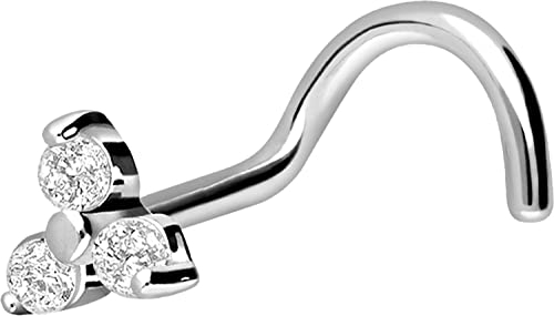PIERCINGLINE Chirurgenstahl Nasenstecker Spirale KRISTALLBLUME Nasenpiercing Nostril Silberfarben