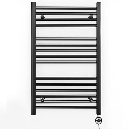 500mm Wide Black Electric Bathroom Heated Towel Rail Thermostatic Warmer Radiator Precise Control (500 x 800 mm (BTU: 1326))