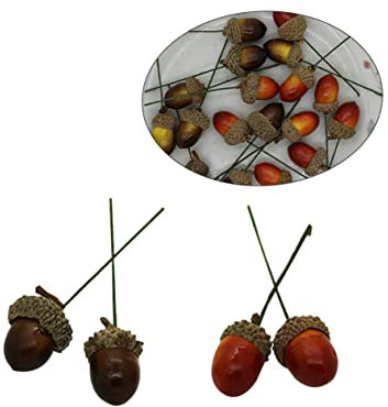 WOONEKY 20 Stücke Lebensechte Eicheln Set Natürliche Eichel Basis Weihnachten Baum