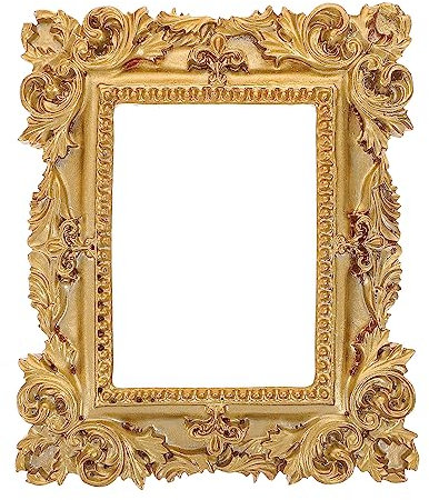 Ciieeo Retro Golden Resin Mini Picture Frame - Vintage Photo Display for Bedroom Desktop Ornament - Jewelry Display 3.3x4.1 In