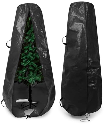 Wesnoy 2 Pcs 7.5 ft Black Upright Christmas Tree Storage Bag with Zipper Drawstring Handles Waterproof Reusable Dustproof Vertical Christmas Tree Cover Bag for Xmas(7.5 ft,Black)