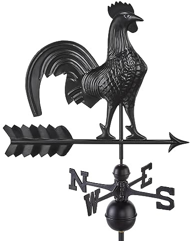 Wetterfahne, Hahn, modernes Bauernhaus-Design, Schwarz Good Directions