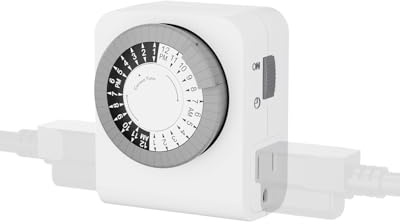 BN-LINK Outlet Timer with 2 Grounded Outlets, Mechanical Light Timer for Electrical Outlet Indoor, 24-Hour 3-Prong for Lamp,Indoor Lighting,Fan and Christmas Light (1 Pack-3Prong(Dual Outlet))