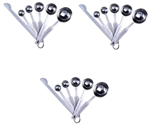 Ciieeo Juego De 3 Cucharas Medidoras De Acero Inoxidable Súper Resistentes Para Cocinar Accesorio De Cocina Mango Plateado Fácil De Usar 6 Piezas X 3