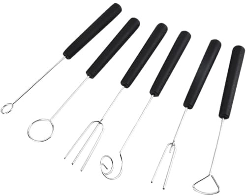 ABOOFAN Candy Dipping Tool Kit 6-piece Stainless Steel Chocolate Dipping Tool Set with Dipping Fork Dessert Dipping Fork Serving Spiral for Candy Making Truffles Nuts Fondue and DIY Decorating