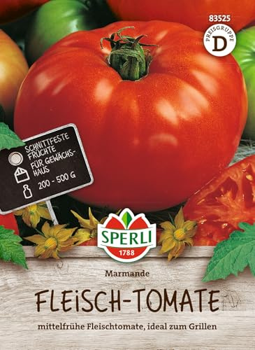 Sperli Tomatensamen Marmande | Hochwertige Gemüse-Samen für Fleischtomaten | Robust & Resistent | Fruchtgewicht bis 1kg | Perfekt für Salat, Grill & Tomatengerichte