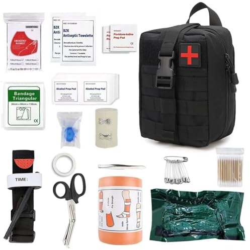VOHESEA Erste Hilfe Set, 46 Stück Medizinische Taktische Tasche, Outdoor First Aid Kit Military, Verbandskasten für Camping, für Outdoor-Haus, Auto, Outdoor-Camping, Wandern, Trekking
