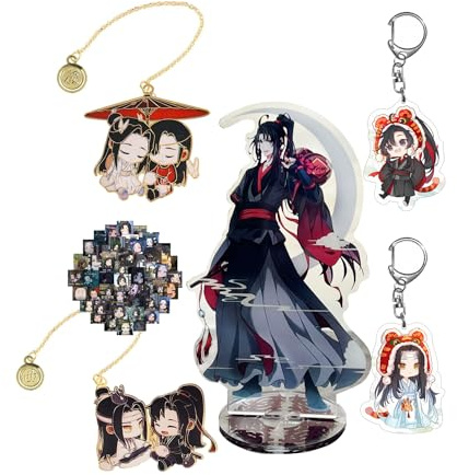Heaven Official's Blessing & Grandmaster of Demonic Cultivation Lesezeichen Cosplay-Schmuck Mo Dao Zu Shi Aufsteller aus Acryl Wei Wuxian Schlüsselanhänger Charakter Aufkleber Set 15 Stück