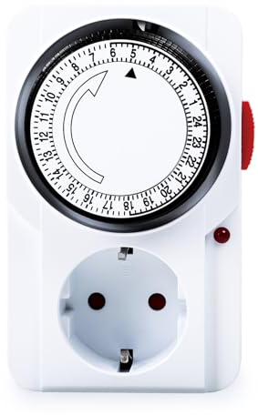 DEWIN Zeitschaltuhr, Mechanische Steckdose 24 Stunden Zyklischer Zeitschalter Universal Schaltuhr Steckdose Programmierbare Mechanisch Zeitschaltuhr AC 230V 16A