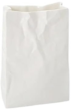 Papiertüte-Keramikvase, handgefertigt, Crinkle-Papiertüten-Form, Keramikvase, geeignet for rustikale Heimdekoration, Moderne Bauernhaus-Dekoration, Wohnen