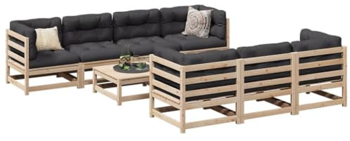 Faroom Gartenlounge Outdoor aus Massivholz Kiefer Lounge Gartenmöbel Set Garten-Lounge Set Palettenmöbel Palettensofa Garten Loungemöbel Set mit bequemen Kissen 8-TLG-Type-2