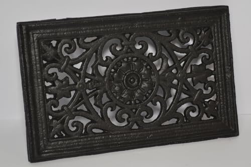 SEZAM Rejilla de ventilación de hierro fundido 23 x 2,5 x 14,5 cm para estufas de azulejos, estufas de leña y chimeneas – Rejilla de aire caliente – Rejilla de ventilación para hornos OZ110 (Negro)