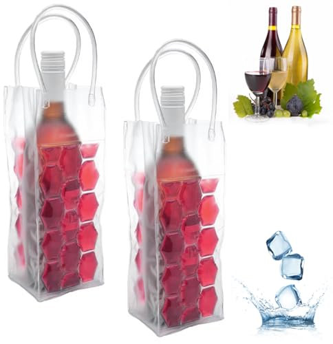 Ice Wine Sleeve, Ice Wine Chiller, Wine Cooler Refrigerator, Wine Bottle Chiller Cooler for Red White Champagne or Sparkling. Gel Cooling Holder Freestanding Carrier Chilling (Pink Wine Bag)