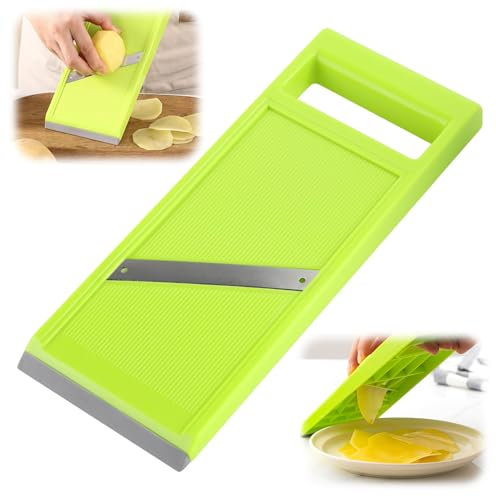 Handheld Mandoline Slicer Stainless Steel Vegetable Slicer for Quick Uniform Slicing Portable Vegetable Chip Maker for Fruits Potatoes Cheese Cucumbers Carrots Kitchen Essential Green