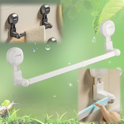 Toallero Extensible De 500 A 800mm Toallero con Ventosa, Baño Toalleros Giratorio 180, Toalleros De Baño De Pared Aluminio(White,50-80cm)