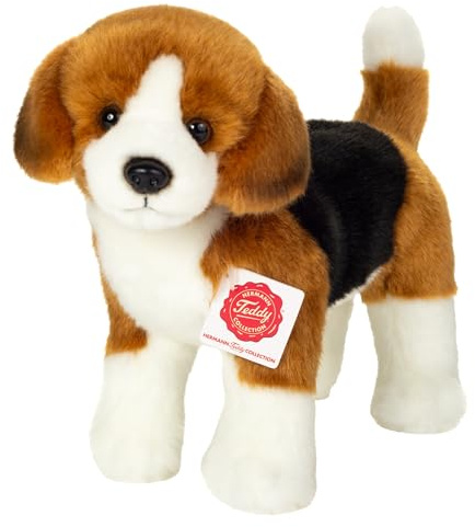 Teddy Hermann 91991 Beagle stehend 23 cm, Kuscheltier mit idealem Recyclinganteil (Füllmaterial)
