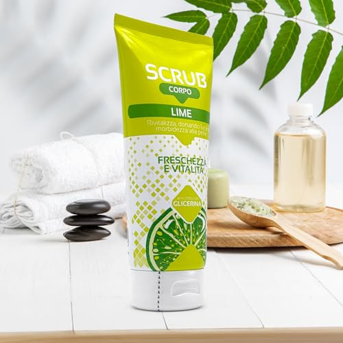 Körperpeeling-Creme mit Limette, 150 ml, mit Ingwer-Bimsstein, Aloe Vera und grünem Tee – Frische und Vitalität für die Haut, tiefe Feuchtigkeit mit Glycerin – Peeling und pflegt alle Hauttypen