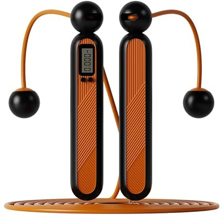 Flintronic Intelligentes Springseil mit Zähler, kabelloses Jump Rope mit Kugellagern aus Stahl und rutschfesten Griffen, für Erwachsene und Kinder, Orange