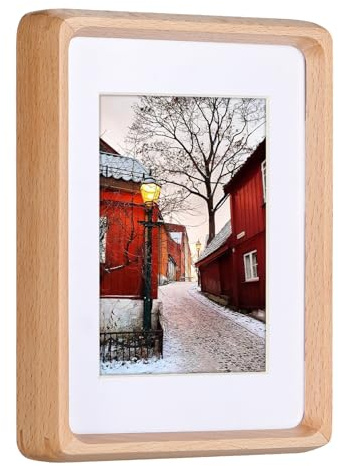 TEYCLZORE Bilderrahmen 5x7 Zoll 13x18 cm Natur Holz, Fotorahmen aus Buche 13 x 18 cm, Posterrahmen, mit Acrylplatte, Holzrahmen Holz-Bilderrahmen, Freistehend und Wandmontierbar