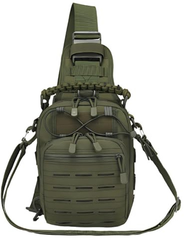 KNIGHT GLOBAL Anti-Theft Crossbody Bag Military Sling Waterproof – Shoulder Chest Style EDC Gear, Molle Daypack, Fishing Pack, Hiking Essentials, Outdoor One Strap Carry Bag for Men, Camping, Travel