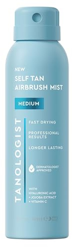 Tanologist Medium Self Tan Airbrush Mist, Spray At Home, Self Tanning Mist, 360 Application, Quick Drying & Streak-Free, No Fake Tan Smell Or Orange Tone, Vegan, 5 fl. oz/148 ml Bottle