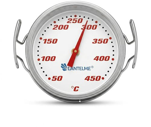 Lantelme Thermomètre de Grille de Cuisson Analogique en Acier Inoxydable 450 °C - Contrôle de la Température pour Barbecue, Fumoir, Four à Pizza - pour Toutes les Méthodes de Cuisson