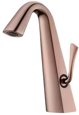 Bathroom Basin Taps Hao Golden All-Copper Hotel Gun Gray Face Wash Hand Washbasin Hot and Cold Faucet Side Switch (Rose Gold)