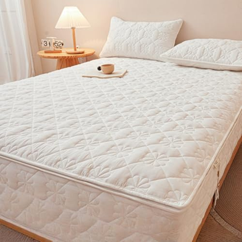 Morbuy Coprimaterasso Singolo Matrimoniale Impermeabile, Coprimaterasso Una Piazza e Mezza Antiacaro con Cerniera Morbida e Traspirante per Materassi Altezza 25cm (CM11 Rosa,200x220+25cm)