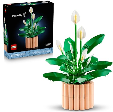 LEGO Botanicals Peace Lily - Artificial Potted Plants Set for Adults - incl. Faux White Flowers & Buds for Living Room or Bedroom Decor - DIY Gift Idea for Women - 11504