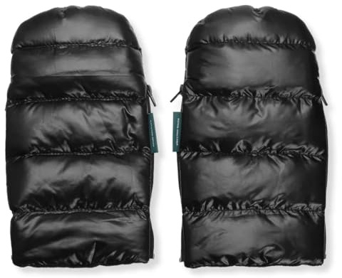 KONG.WALTHER Østerbro Kinderwagen-Handschuhe, wind- und wasserabweisend, warmes Fleecefutter, einfache universelle Kinderwagen-Befestigung, Einheitsgröße, mehrere Farben und Stile, Puffer Schwarz