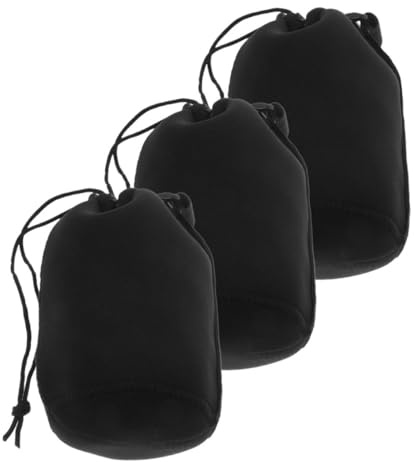 VALICLUD 3 Stück Teiliges Neopren Objektivschutz Etui mit Karabiner für DSLR Kamera Objektive Aufbewahrungstasche Kleine Kameratasche für Outdoor und Reise