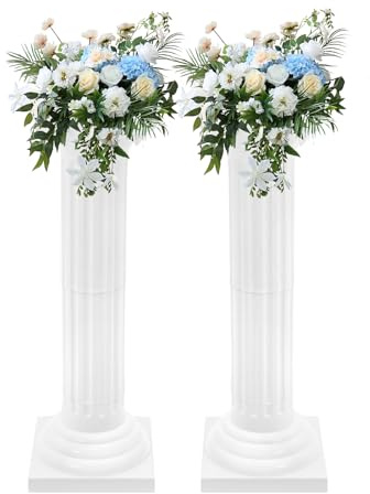 Roman Columns Plastic Wedding,Roman Column Pillars,Elegant White Greek Column,for Birthday Medieval Renaissance Party Photography Background Supplies, 10.63x34.65 Inch (2 Pcs)