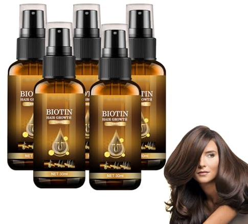 Spray de suero para el cuidado del cabello - Suero capilar con biotina para raíces de aspecto más grueso - Spray de suero para el cuero cabelludo para todo tipo de cabello despeinado (5 botellas)