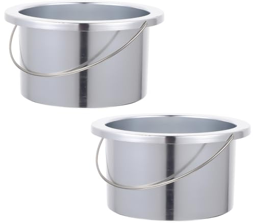 BIUDECO Pot de Cire Dépilatoire en Aluminium Antiadhésif 12.5X12.5X6.5 CM Lot de 2 pour Machine à Fondre la Cire et Épilation Professionnelle