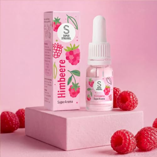 SuperAroma Frambuesa – Aroma sin azúcar para hornear pasteles, magdalenas, galletas, crema y postres, vegano, para hornear, fácilmente dosificable (10 ml)
