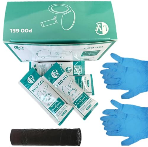 Générique Bärbar toalett dropppulver - 20X absorberande gel, urinstonningsmedel med handskar och rengöringspåsar | Kreativ modern design camping RV Marine toalettpulver