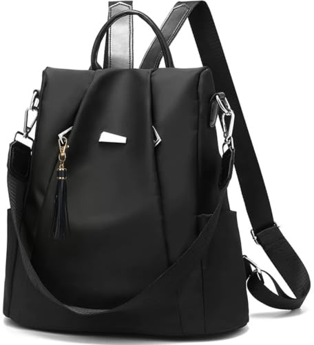 Eshow Rucksack Damen Klein, Anti-Diebstahl Kleiner Cityrucksack Tagesrucksack Elegant, 3 in 1 Rucksacktasche Modern für Pendeln Schule Arbeit Reise Schwarz