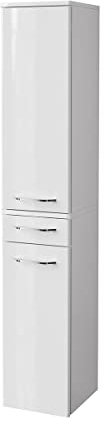 FACKELMANN Hochschrank Milano/Badschrank mit Soft-Close-System/Maße (B x H x T): ca. 30,5 x 165,5 x 32 cm / 2 Türen und 1 Schublade/Türanschlag frei wählbar/Korpus: Weiß/Front: Weiß