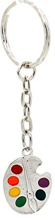Artists Coloured Paint Palette Silver Keyring 25mm