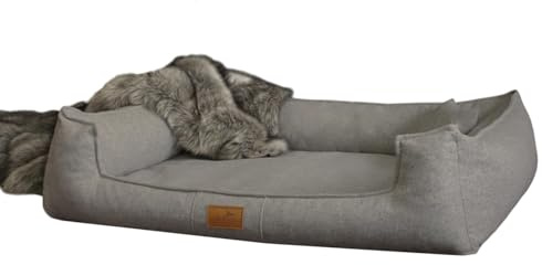 tierlando® Orthopädisches Hundebett Goofy Couture mit Matratzenschoner, waschbarer Bezug aus meliertem Möbelstoff, für mittlere bis sehr große Hunde Größe: 90x75cm | Farbe: 02 Graphit