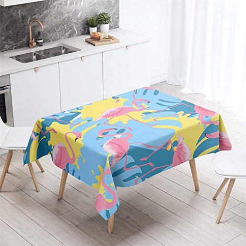 HNHDDZ Tischdecke Rechteck 3D Tier Flamingo Jungle Wasserdicht Abwaschbar Garten Balkon Außen Fleckabweisend Camping Küche Couchtisch Für Gartentisch Draussen Hochzeit Outdoor Modern (A, 140x200 cm)