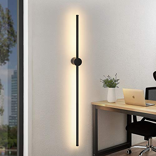 ZMH Wandlampe LED Wandleuchte Innen - Schwarz Flurlampe 100CM Lang Treppenhauslampe Modern Design 3000K Warmweiß Schwenkbar Bettlampe für Schlafzimmer Wohnzimmer Flur Arbeitszimmer Treppenhaus Küche