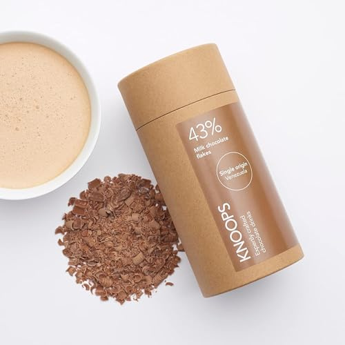 Knoops Hot Chocolate Flakes, 43% Milk Luxury Hot Drinking Chocolate, 250g | Delicious Milky Cocoa Drink with Real Choc Flakes, All Natural Ingredients, 250 g, Equal to 8 Serving Sachets