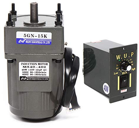 Getriebemotor Elektromotor Wechselstrom 40W 220V Einphasig Hohe Drehmomente Einstellbarer mit Drehzahlregler, 1:15(15K), 9U/min