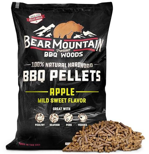 BEAR MOUNTAIN Premium BBQ WOODS Premium All Natural Hardwood Apple Smoker Pellets, 40 Pounds