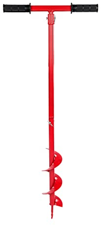 Grafner Handerbohrer für Löcher bis Ø 100 mm, für extrem hohe Belastungen, aus massivem Stahl, große Förderschnecke, Anti-Rutsch-Griffe, ideal für Zaunpfähle Pflanzen Bäume Sträucher, Erdlochbohrer