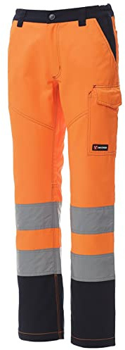 Mivaro Damen Warnschutzhose - Arbeitshose EN ISO 20471 Klasse 2 - Regular Fit Bundhose mit Reflexstreifen - elastischer Bund, Taschen, Reißverschluss, langlebige Baumwollmischung für BAU und Logistik