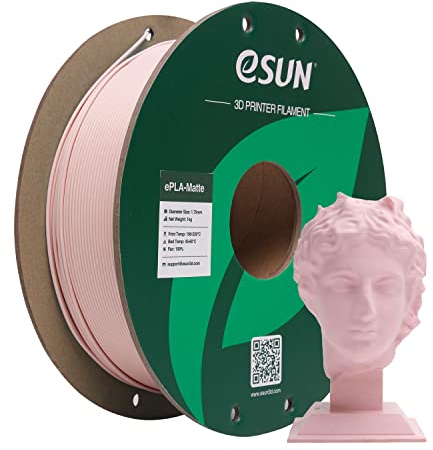 eSUN Aufgerüstet Matte PLA 3D Drucker Filament, Matte PLA Filament 1.75mm, Maßgenauigkeit +/- 0.05mm, 1kg Spule (2.2 LBS) 3D Druck Filament für 3D Drucker, Matte Pfirsich Rosa